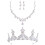 3Ensembles Parure Couronne Argentée Collier Boucles Fille 3