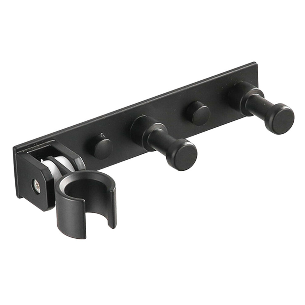 3Pcs Black Multi-Function Bathroom Wall Hanger Aluminum Storage Rack 013523039044