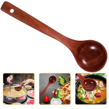 2Pcs Wooden Cooking Ladle Large Long Handle Brown Soup Serving Ladle
