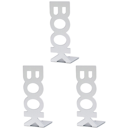 3Pcs White Metal Bookends Frame Retro Creative Organizer for Books 1
