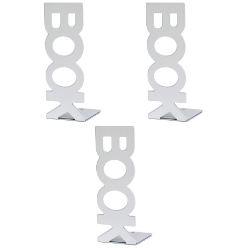 3Pcs White Metal Bookends Frame Retro Creative Organizer for Books 2