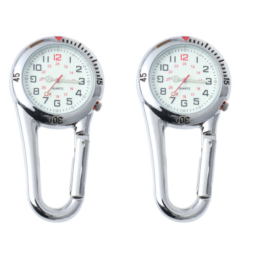 2Pcs Multifunctional Clip on Watch White Dial for Timekeeping 2