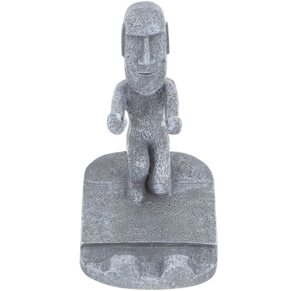 5Pcs Desktop Resin Moai Phone Holder Cellphone Tablet Stand Grey 332139721731