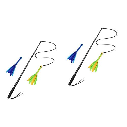 2Sets Pet Teaser Pole with Super Elastic String for Dog Training Fun 2
