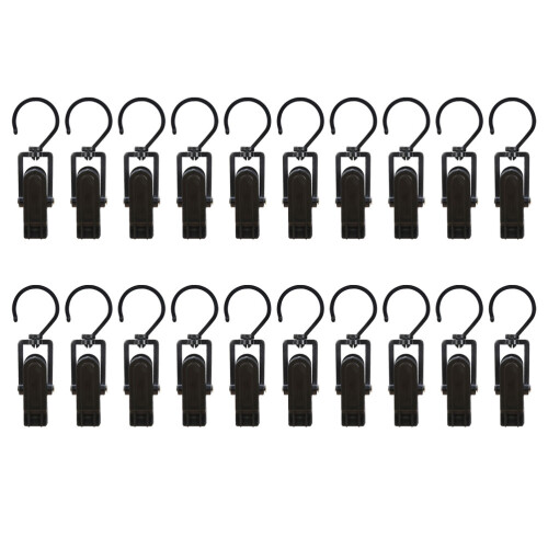 80Pcs Black Boot Clips Rotatable Hanging Hooks for Laundry and Closet