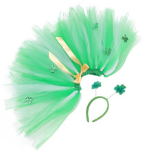 1Set Girls Green Tutu Skirt Patricks Day Clover Hair Accessory