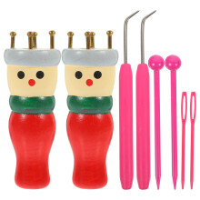 3Sets Multi Color Wooden Spool Knitting Kit for DIY Wool Yarn Projects