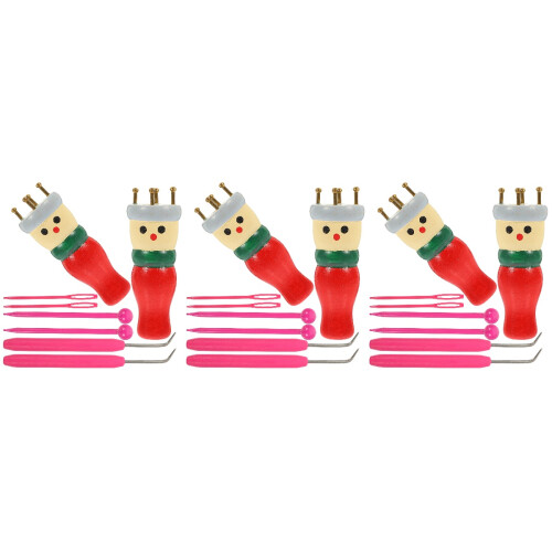3Sets Multi Color Wooden Spool Knitting Kit for DIY Wool Yarn Projects 2
