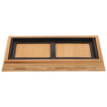 2Sets Bamboo Sharpening Stone Base with Rubber Grip for Home Use Khaki