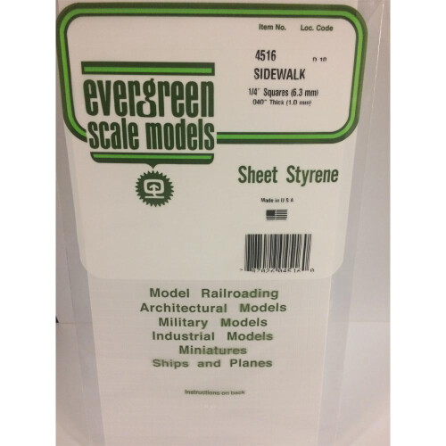 Evergreen Evergreen 4516 - 1/4" x 1/4" Polystyrene Sidewalk Pavement Sheet 6" x 12"