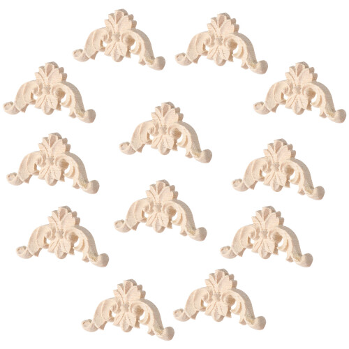 48Pièces Décor D'angle En Bois Beige Sculpté Pour Ameublement Élégant