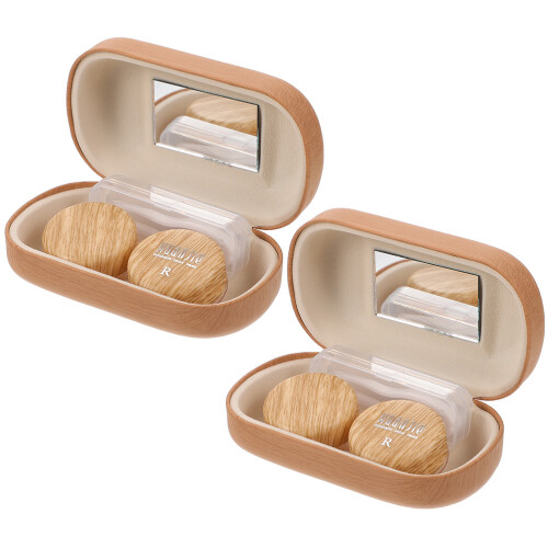 4Ensembles Étui Lentilles Protection Vintage Cuir Clair