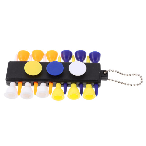 2Pcs Multi-Color Golf Tee Holder Set with Ball Marker Divot Tool Keys 2