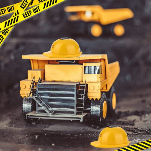12Pcs Construction Partys  Flashlight Keychain Miniature Construction Helmet Flashlight Small Safety Hat Keychain 2
