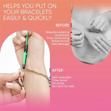 3 Pièces Bracelet Helper Tool - Outil de Fixation pour Bracelet, Collier, Bijoux, Montre - Clip, Fermoir, Or + Bleu + Vert