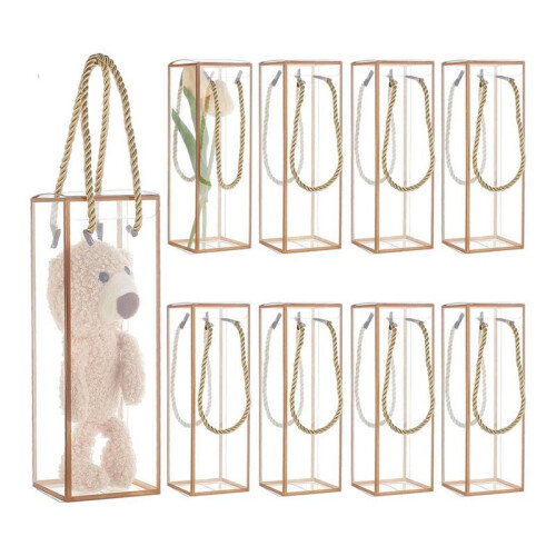 12 Pack Transparent Plastic Gift Box, Clear Plastic Favor Box, Rectangle Candy Box with Golden Borders 1