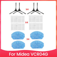 12 Peças Escova Lateral Filtro Hepa Pano de Mop para Midea VCR04G Acessórios de Substituição de Aspirador de Pó Robô