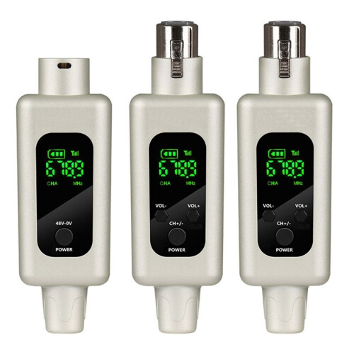 2.4G Wireless Microphone Converter UHF Transmitter XLR Transmitter Receiver Adapter for Wired Dynamic Microphone 48v, A