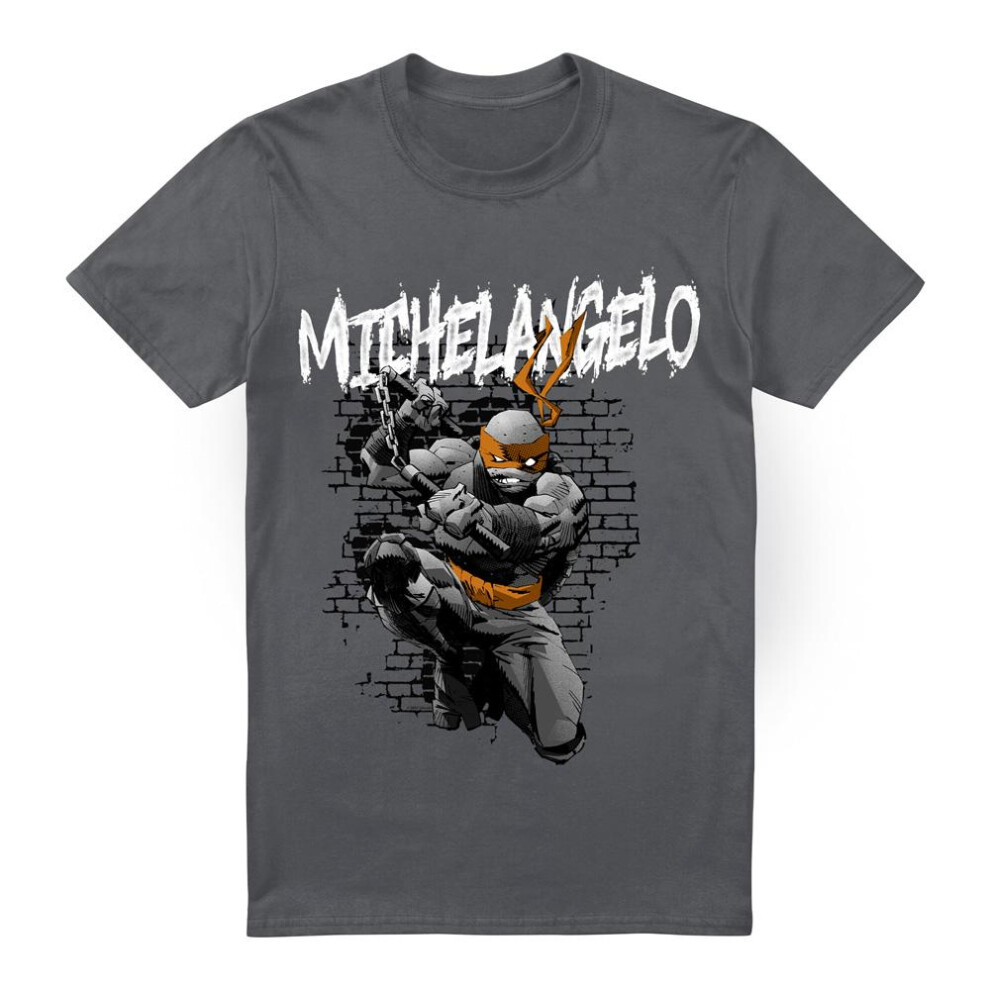 Teenage Mutant Ninja Turtles (4Xl, Charcoal) Mens Michelangelo T-Shirt