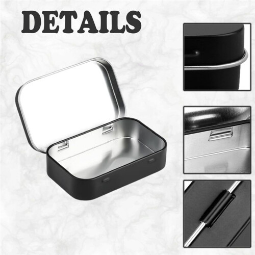 2 PCS Small Storage Box with Lid Rectangular Small Tin Boxes Metal Box with Lid Small Tin Box for Home Storage Black 1