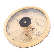 2Pcs Golden Analog Barometer 3-in-1 Weather Gauge Indoor Outdoor Use