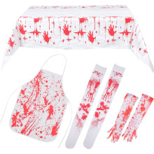 2Sets Scary Bloody Apron Over Knee Socks Durable Halloween Costume Kit