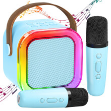 Kids Karaoke Machine 2 Microphones: Birthday Gift for Girls Boys - Mini Karaoke Machine with Karaoke Wireless Microphones - Kids' Wind & Brass Instru