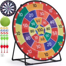 Cheerful Children Toys Jumbo Kids Dart Board XL or XXL, Dart Board Set for Kids - Reversible Design, Sturdy Stand, 12 Sticky Balls & 6 Darts, Indoor/
