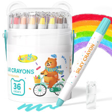 JUPITEARTH 36-Color Crayons for Kids 4-8, Non-Toxic Washable Crayons for Toddlers, Ultra-Silky Easy-Grip Art Supplies, Ideal Coloring Gift for Boys a