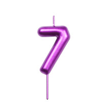 DERVENTA Number Candle Purple 2.36 inch Party Celebration Anniversary Decoration Perfect Birthday Brunch Dessert Cake Topper 1 Piece (Number 7 Purple