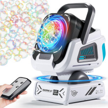 Upgraded Bubble Machine with Remote Control, Automatic Rotation & RGB Lights, 1800mAh Rechargeable Battery, Type-C Charge, Bubble Maker for Kids, Wed