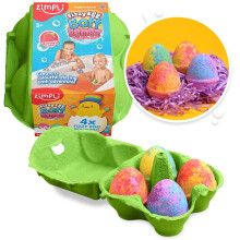 ZIMPLI - 4 x Fizzy Egg Baff Bombz, Alternative to Chocolate Treats, Bath Bombs Gift Set, Moisturising, Easter Gift for boys girls 4 5 6 7 8 9