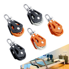 Nylon Stainless Steel Sailboat Pulley Block 9.8cm Durable Crane Pulley