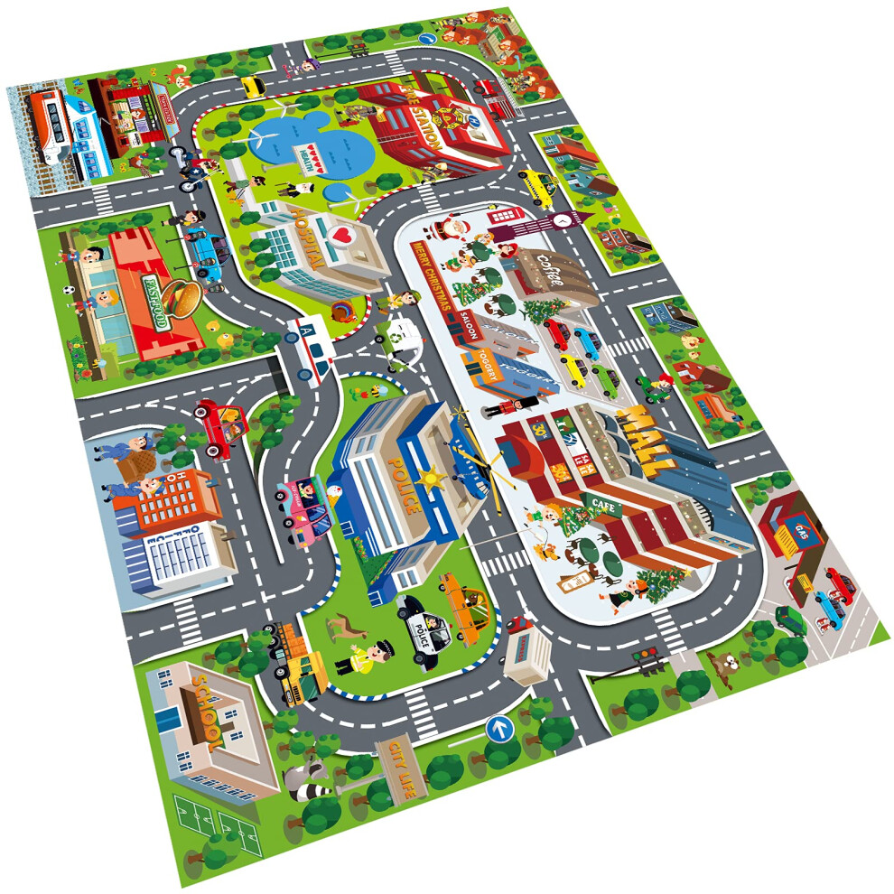 Kids Dream Mat Modern City Toy Activity Playmat, Parent-Child Interaction Game Map Rug, Ideal Children's Educational Road Traffic City Life Pr Oriate