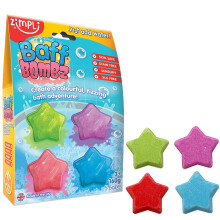 ZIMPLI - 4 x Star Baff Bombz, Create a colourful, fizzing, bathtime adventure, Bath Bomb Fizzies, Bath Toy, Christmas Stocking Fillers