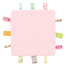 ZIGJOY Baby Comforter blanket with Tags Taggy Blanket Taggie Comfort Blanket Baby Soothing Plush Security Blanket with Colorful Tags Gift for Newborn