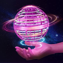 Magic Controller Fly Orb, Hover Ball Spinner Drone For Kids Adult Space Toy, Mini Soaring Flying Orb With 360 Rotating RGB Lights - Pink
