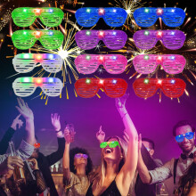 SZHFU 12 Pcs Neon glasses Party, Shutter Unisex 6 Colors Party Flashing glasses, 3 Modes light up glasses, Led glasses neon accessories, for Christma