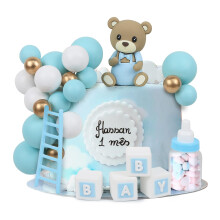 LARDUX 24 PCS Baby Shower Cake Decorations-Bear Cake Decoration DIY Cake Balls Decoration for Baby Boy Girl Birthday Party Gender Reveal Bear Baby Sh