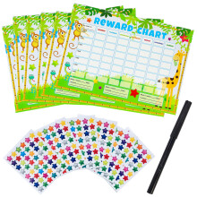 6 Reward Charts and 252 Star Stickers - Reward Charts for Children Behaviour, Potty Training Stickers for Girls and Boys, Customisable, Educational a