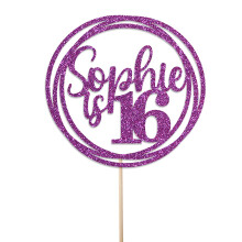 Personalised Birthday Cake Topper - Customised with Any Name Any Age - Birthday Party Cake Decoration - Double Sided Glitter 950 GSM (Muse)