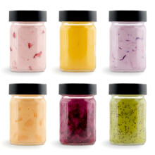 GEEZY Glass Jars with Screw Lids 250ml Set of 6 for Spice, Herb, Sugar, Coffee Storage