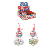 Henbrandt Glass Marbles Net of 50pcs - Single pack, available in two Assorted Designs Retro Toys Traditional Marble Game Party Bag Fillers Playground
