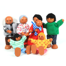 Lifreer Dolls House People, Wooden Dolls House Figures Sets of 7 People, Dolls House Accessories, Doll for Doll House Furniture Sets Pretend Gift