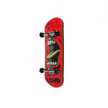 Professional Finger Skateboard, Red Design with LOUD Graphic, Maple Panel with Bearing Wheels, Non-Slip Mat (LOUD)