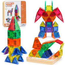 Akosuntoys Magnetic Tiles for Kids, 60 Pieces Travel Magnetic Tiles Toys for 3 4 5 6 7 Year Old Boy Girl, Mini Magnatiles Travel Boys Girls Toys Age