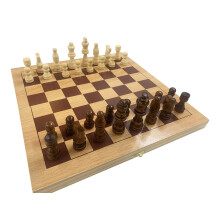 CLASSIC WOODEN FOLDING CHESS BOARD AND PIECES