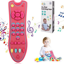 KECOLNA 1 Year Old Girl Gifts,Kids Musical TV Remote Control Toy with Light and Sound - Best Educational Toy for 1+ Year Old Boy and Girl, Pink, 0/1