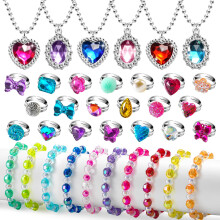 36 PCS Kids Jewellery Sets for Girls, Princess Dress Up for Girls Age 3-4, Kids Rings Necklace Bracelet for Birthday Gifts 3 4 5 6 7 Year Old