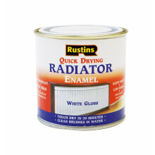 RUSTINS Quick Drying Radiator Enamel Gloss - White 500ml – Durable, Long-Lasting Finish for Radiators That Stands the Test of Time